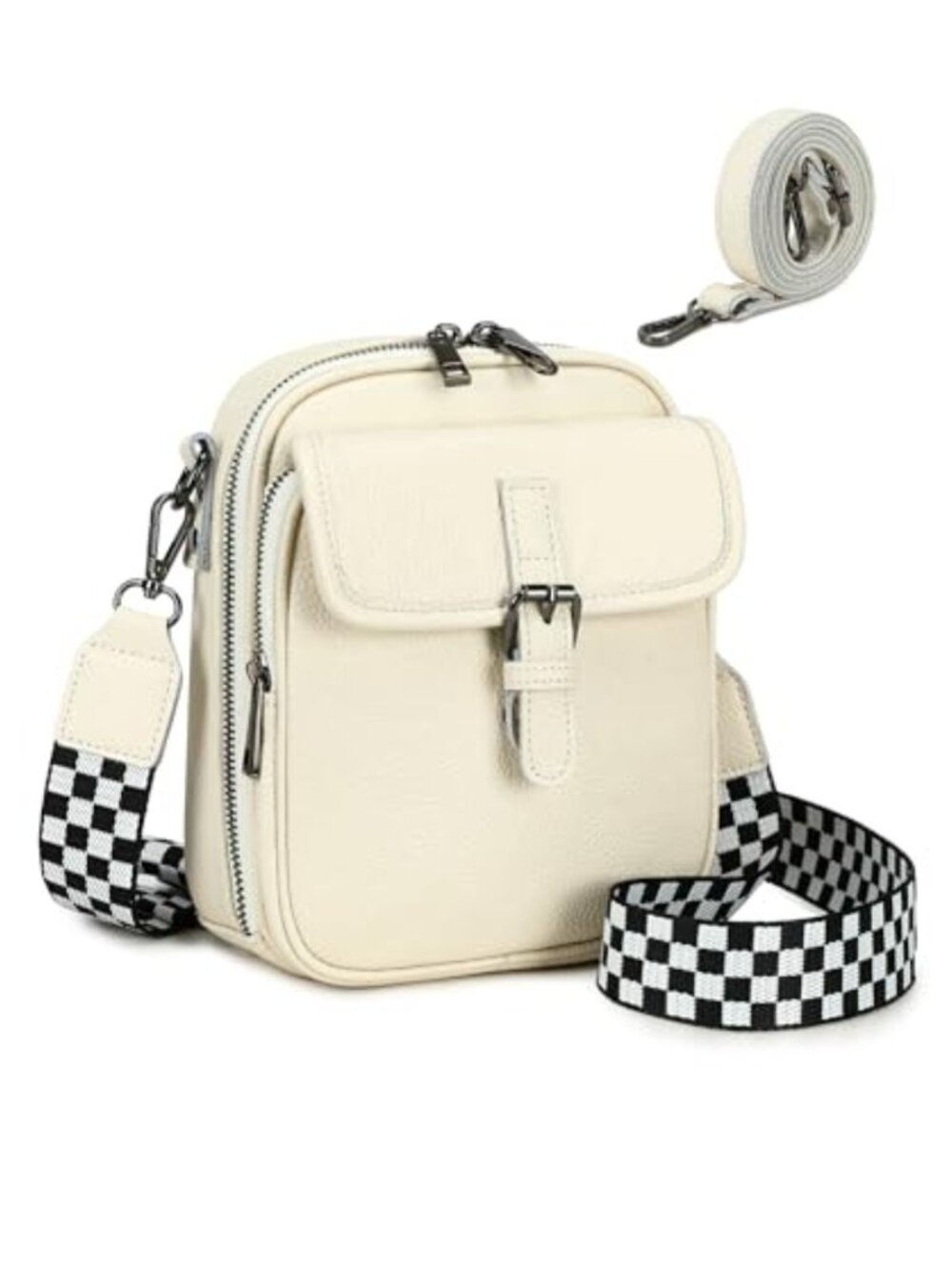 Genuine Leather RFID Blocking Crossbody Bag Wide Strap
